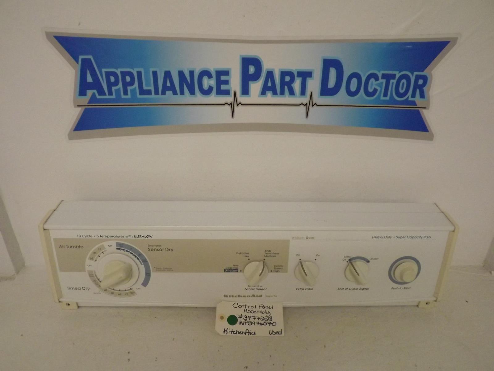 KitchenAid Dryer 3977228 WP3976570 Control Panel Assembly Used KitchenAid Dryer 3977228 WP3976570 Control Panel Assembly Used